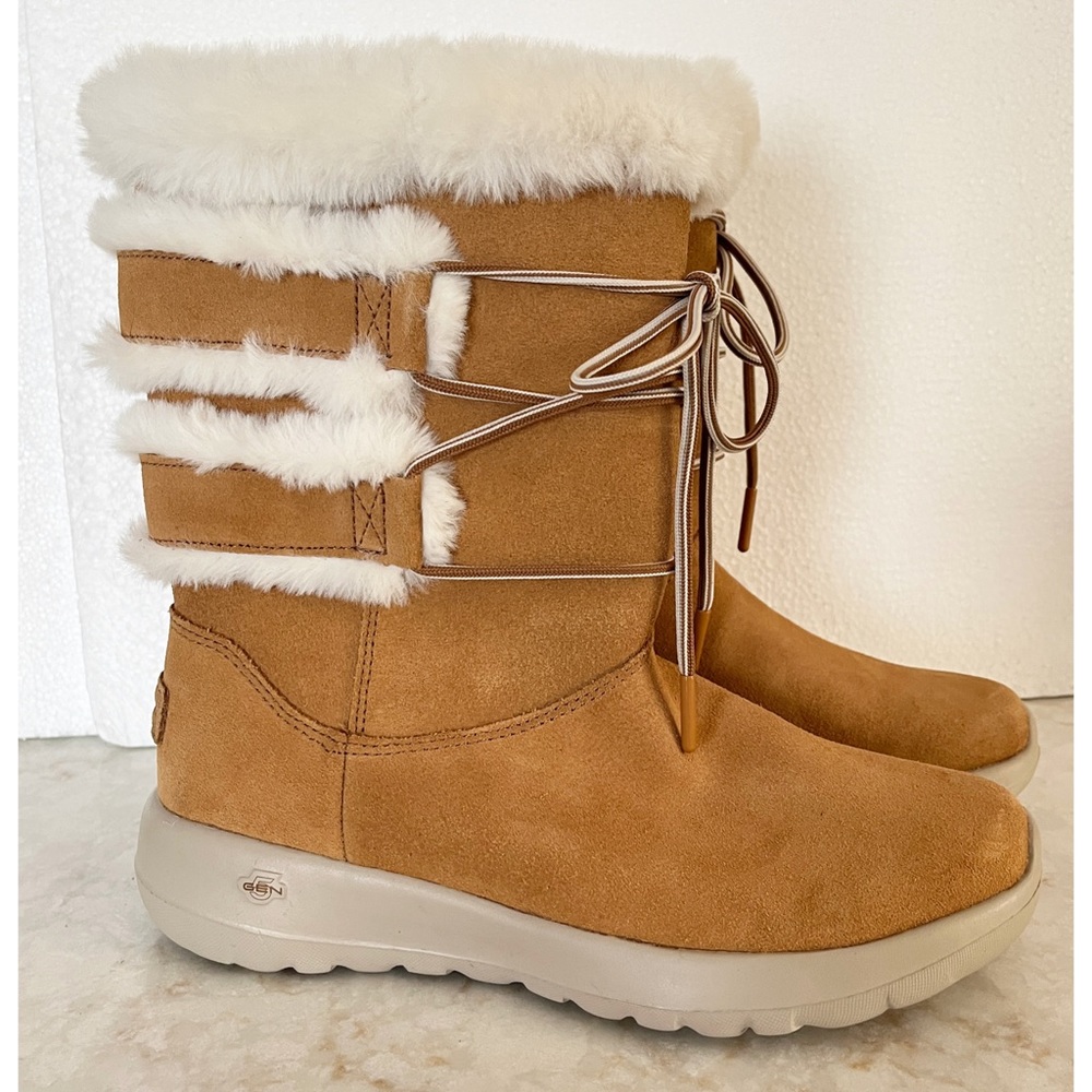 Skechers Tan Suede Faux Fur Lined Winter Boot 6.5 New